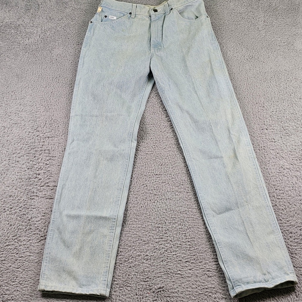 Vintage Lee Jeans Mens 32x34 Light Wash Storm Rider Regular Tapered Made USA 90s